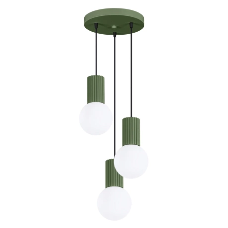 Lampe pendante HALO 3P vert olive