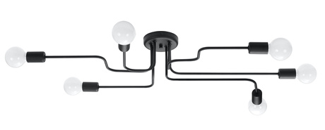 Lustre VECTOR 6 noir + 6x ampoule LED E27 4000K Froid 7.5W 650lm