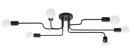 Lustre VECTOR 6 noir + 6x ampoule LED E27 4000K Froid 7.5W 650lm