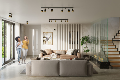 Plafond NERO 2 noir/doré + 2x ampoule LED GU-10 4000K froid 7W 630lm