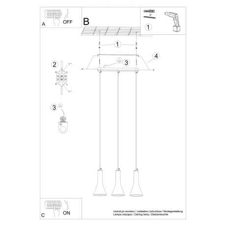 Lampe suspendue REA 3L béton