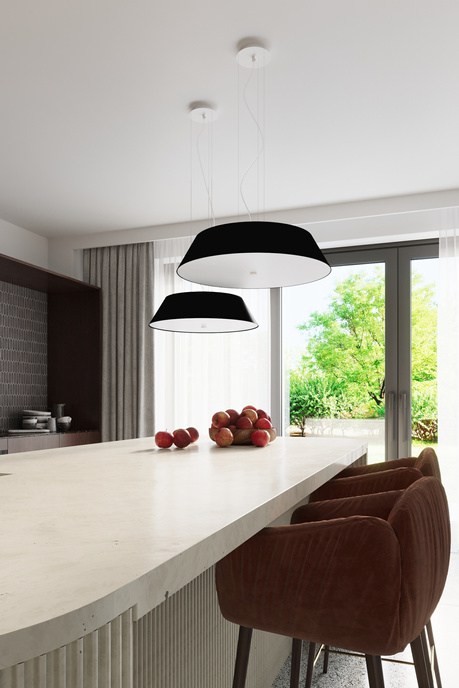 Plafond VEGA 60 noir + 5x ampoule LED E27 4000K Froid 7.5W 650lm