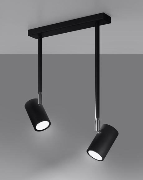 Plafond NORANO 2 noir + 2x ampoule LED GU-10 4000K Froid 7W 630lm