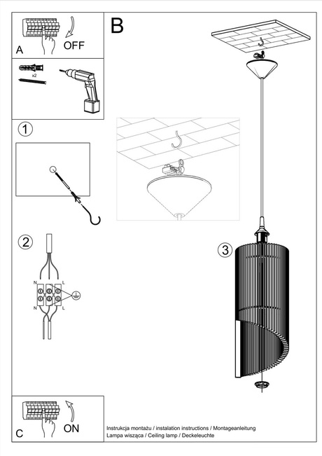 Lampe suspendue ALEXIA bois naturel + 1x ampoule LED E27 3000K chaude 7.5W 620lm