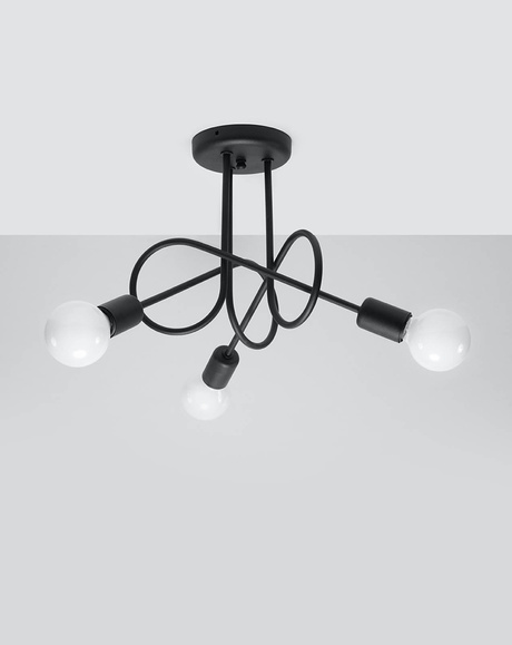 Lustre SUPEŁ 3 noir + 3x ampoule LED E27 4000K Froid 7,5W 650lm