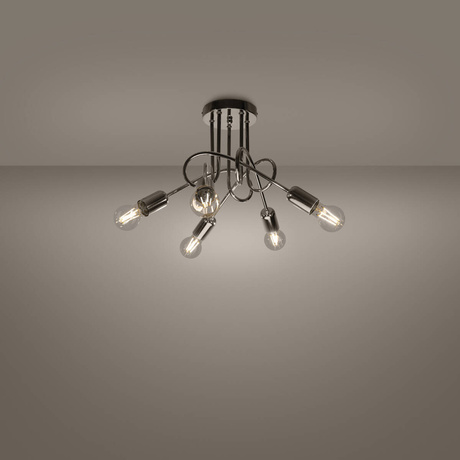 Lustre SUPEŁ 5 chromes + 3X ampoules LED E27 3000K Warm 7,5W 620lm