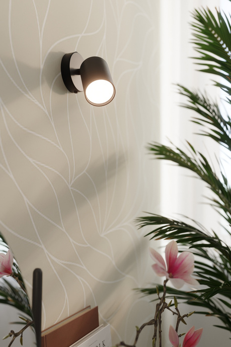 Applique LEMMI 1 noire + 1x ampoule LED GU-10 4000K froide 7W 530lm