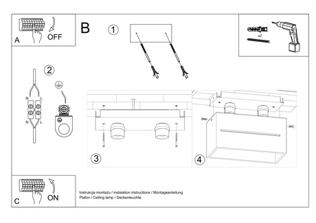 Plafond LOBO MAXI noir + 2x ampoule LED G9 4000K froide 4.5W 530lm
