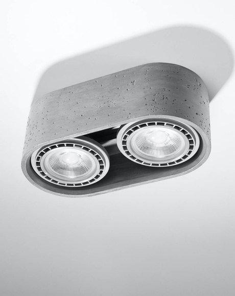 Plafond BASIC 2 béton + 2x ampoule LED GU10 AR111 3000K Warm 12W 800lm