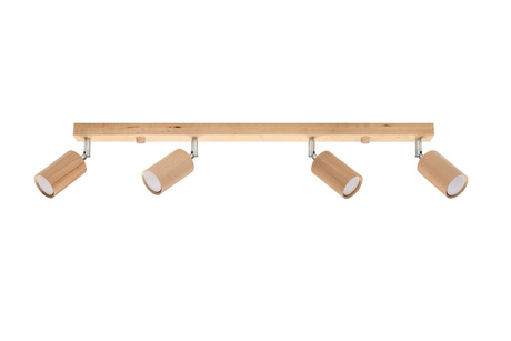 Plafond BERG 4 bois naturel + 4x ampoule LED GU-10 3000K Warm 7W 620lm