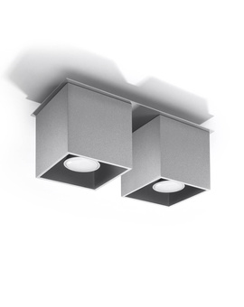 Plafond QUAD 2 gris + 2x ampoule LED GU-10 3000K Warm 7W 620lm
