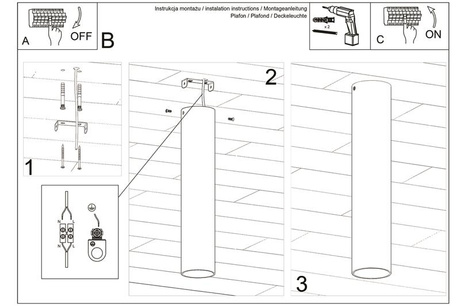 Plafond LAGOS 10 blanc +1x ampoule LED GU-10 4000K Froid 7W 630lm