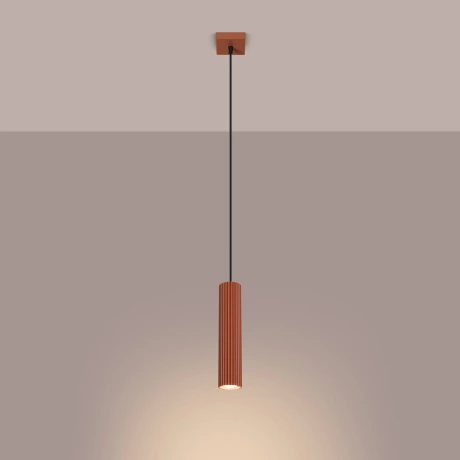 Lampe suspendue KARBON 1 rouge ocre