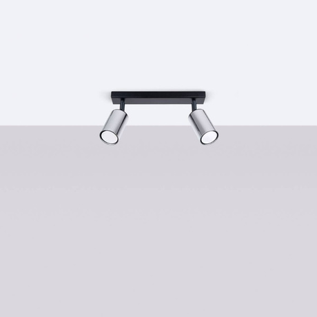 Plafond WINX 2 noir/chrome + 2x ampoule LED GU-10 4000K froid 7W 530lm