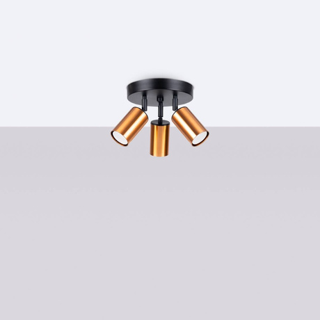 Plafond WINX 3P noir/cuivre + 3x ampoule LED GU-10 3000K Warm 7W 510lm