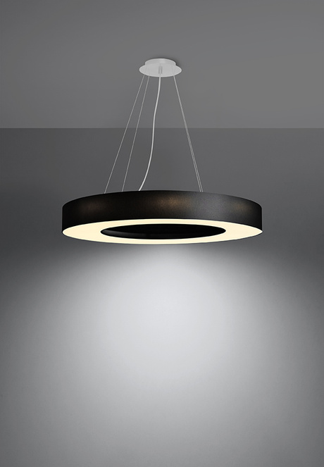 Lustre SATURNO SLIM 70 noir + 6x ampoule LED E27 4000K Froid 7.5W 650lm