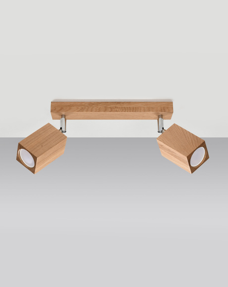 Plafond KEKE 2 chêne + 2x ampoule LED GU-10 3000K Warm 7W 620lm