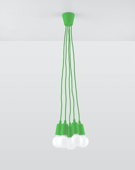 DIEGO 5 lampe suspendue verte + 5x ampoule LED E27 4000K Froid 7,5W 650lm