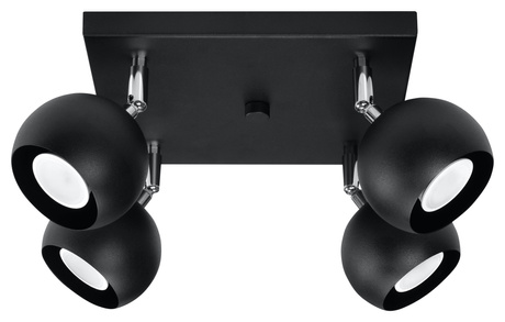 Plafond OCULARE 4 noir + 4x ampoule LED GU-10 4000K Froid 7W 630lm