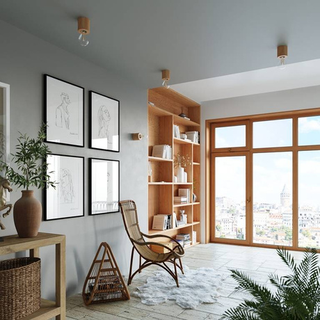 Applique SALGADO bois naturel + 1x ampoule LED E27 3000K chaude 7.5W 620lm