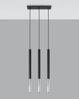 MOZAICA Lampe suspendue 3L noir/chrome + 3x ampoule LED G9 3000K Warm 4.5W 510lm