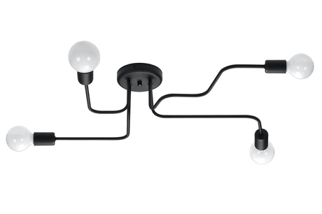 Lustre VECTOR 4 noir + 4x ampoule LED E27 4000K Froid 7.5W 650lm