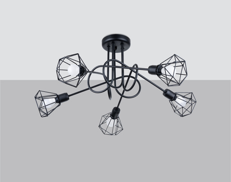 Lustre ARTEMIS 5S noir + 5x ampoule LED E14 4000K Froid 7.5W 680lm