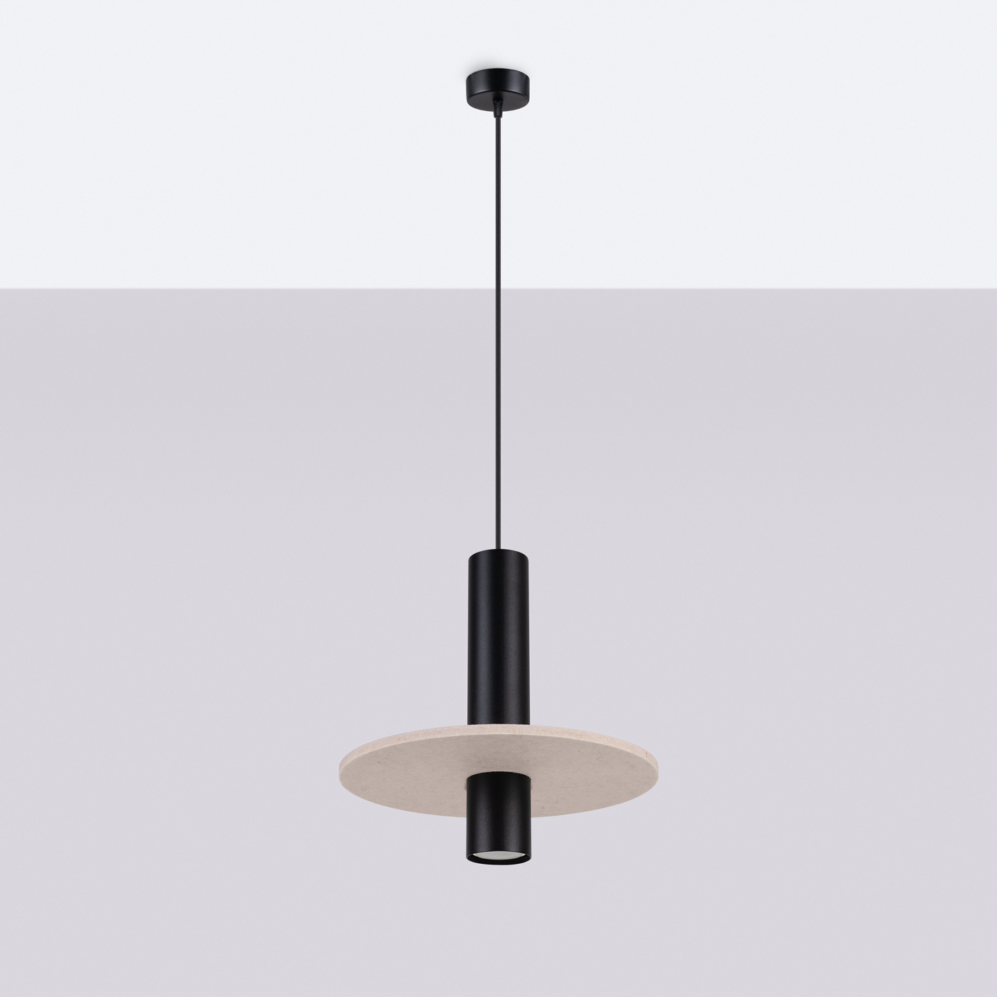 Lampe suspendue PELTA 1 noir/beige