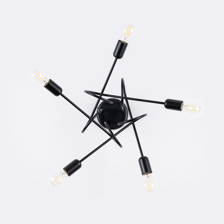 Lustre SUPEŁ 5 noir + 5X ampoule LED E27 3000K 7W 760lm