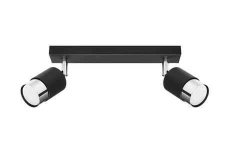 Plafond NERO 2 noir/chrome + 2x ampoule LED GU-10 3000K Warm 7W 620lm