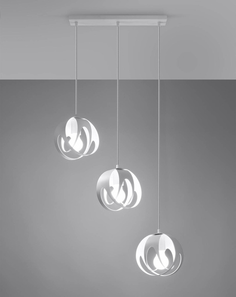 TULOS 3L lampe suspendue blanche + 3x ampoule LED E27 3000K Warm 7.5W 620lm