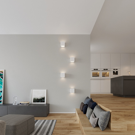 Applique en céramique LEO blanc + 1x ampoule LED E27 3000K Warm 7.5W 620lm