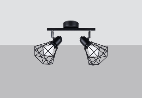 Plafond ARTEMIS 2 noir + 2x ampoule LED E14 3000K Warm 7.5W 620lm