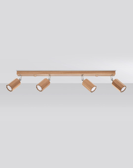 Plafond ZEKE 4 chêne + 4x ampoule LED GU-10 4000K Froid 7W 630lm