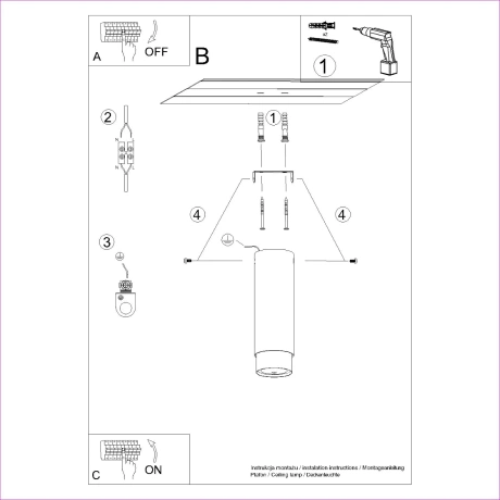 Plafonnier NERO 22,5 noir/doré