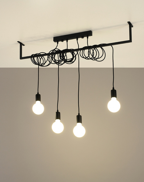 Lustre SALAMANCA 4 noir + 4x ampoule LED E27 4000K Froid 7.5W 650lm