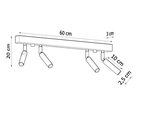 Plafond EYETECH 4 noir + 4x ampoule LED G9 4000K froide 4.5W 530lm