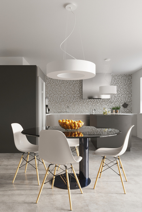 Lustre SATURNO 70 blanc + 6x ampoule LED E27 4000K Froid 7.5W 650lm