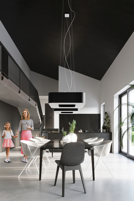 URANO 60 lustre noir + 8x ampoule LED E27 4000K Cold 7.5W 650lm