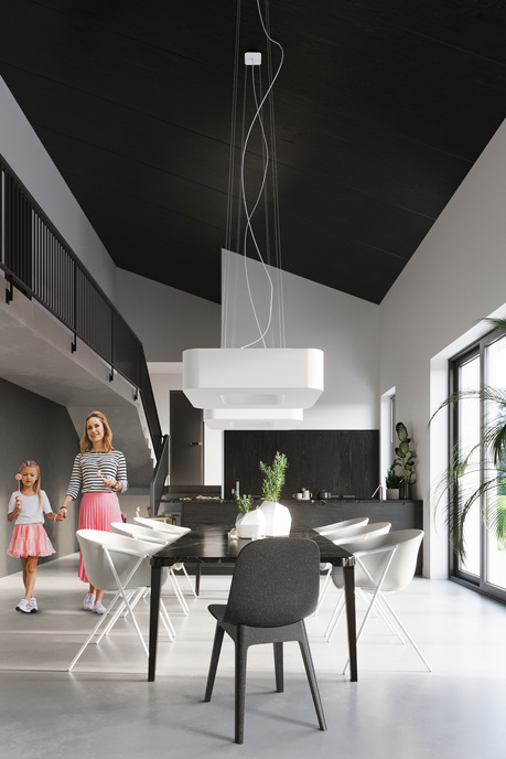 URANO 60 lustre blanc + 8x ampoule LED E27 3000K Warm 7.5W 620lm