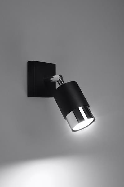 Applique NERO noir/chrome + 1x ampoule LED GU-10 3000K Warm 7W 620lm