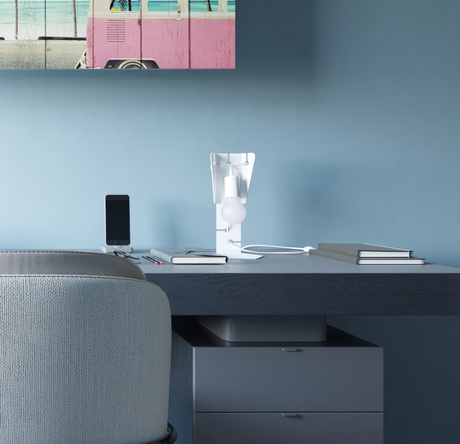 Lampe de bureau ARBY blanc + 1x ampoule LED E27 4000K Froid 7.5W 650lm