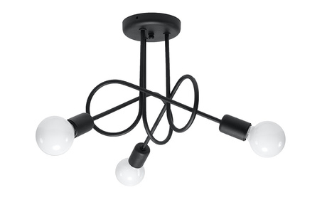 Lustre SUPEŁ 3 noir + 3x ampoule LED E27 4000K Froid 7,5W 650lm