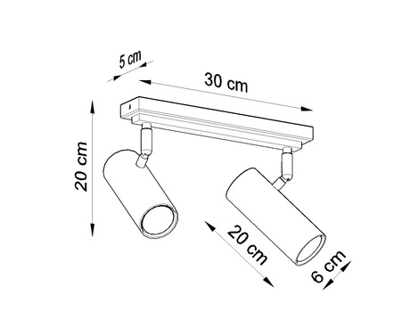Plafond DIREZIONE 2 blanc +2x ampoule LED GU-10 3000K Warm 7W 620lm