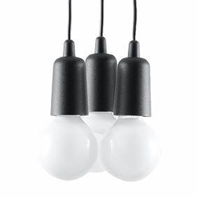 DIEGO 3 lampe suspendue noire + 3x ampoule LED E27 3000K Warm 7,5W 620lm