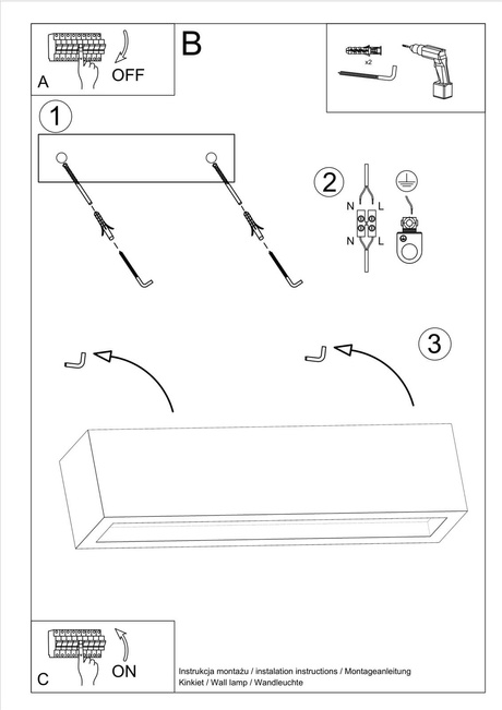 Applique VEGA 50 béton + 1x ampoule LED E27 3000K Warm 7.5W 620lm