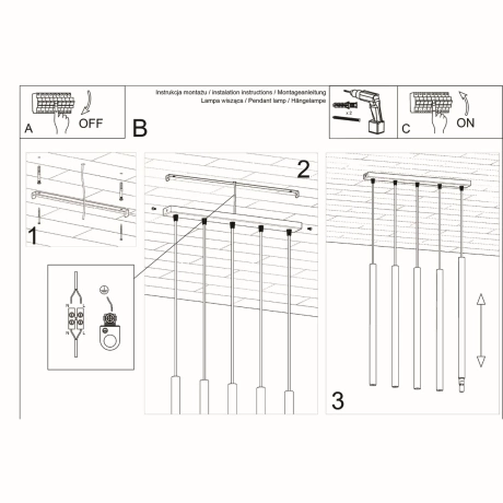 Lampe pendante PASTELO 5 noir