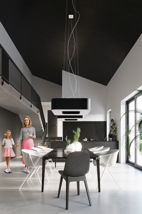 URANO 60 lustre noir + 8x ampoule LED E27 4000K Cold 7.5W 650lm