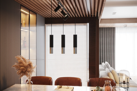 Plafond LOOPEZ noir/chrome + 1x ampoule LED GU-10 3000K Warm 7W 620lm