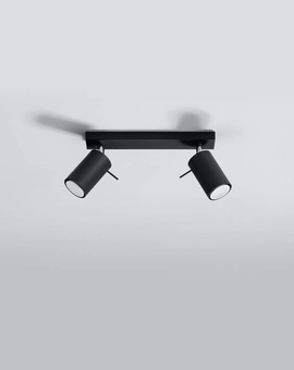 Plafond RING 2 noir + 2x ampoule LED GU-10 4000K Froid 7W 630lm